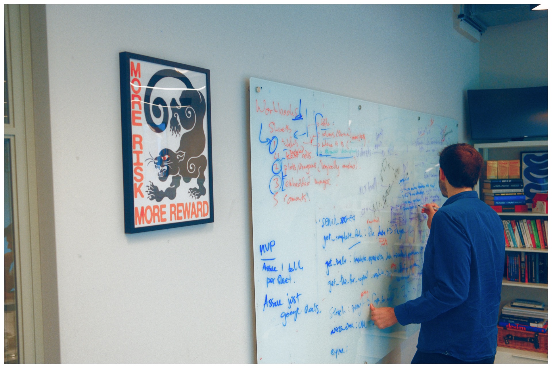A Catapult team member working through ideas on a whiteboard